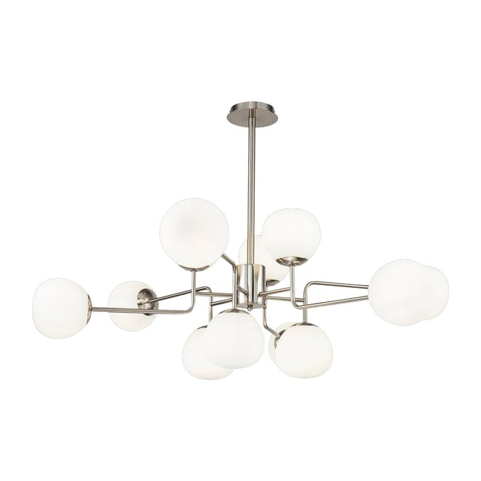 Maytoni kroonluchter Erich, nikkelkleurig glas/metaal 12-lamps.