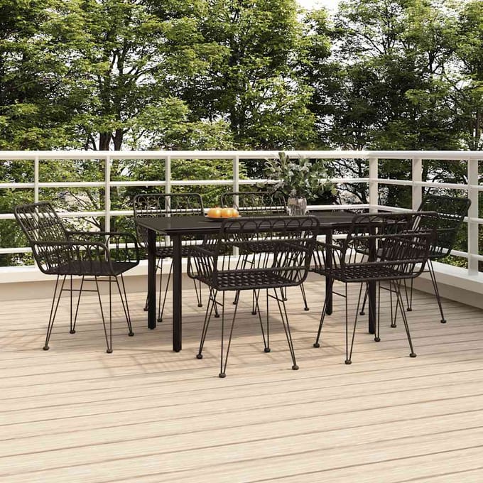 vidaXL - 7-delige - Tuinset - poly - rattan - zwart