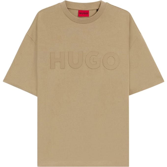 Hugo Heren Dinkee Logo Oversized T-shirt (Beige)