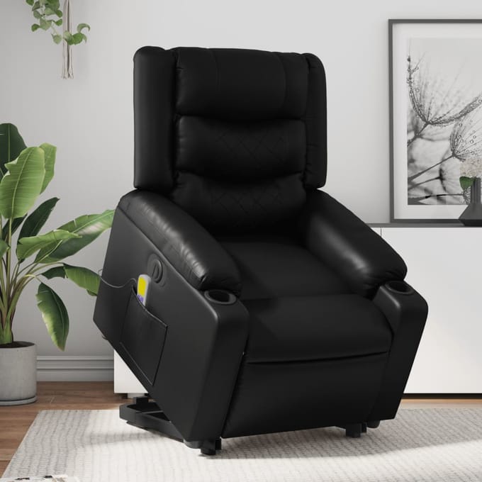 vidaXL - Sta-op-massagestoel - elektrisch - kunstleer - zwart