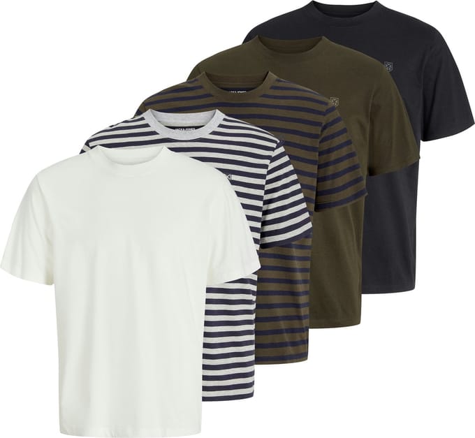 JACK&JONES - JPRCCLOGAN SS TEE CREW NECK 5PK MP - Heren - T-shirts