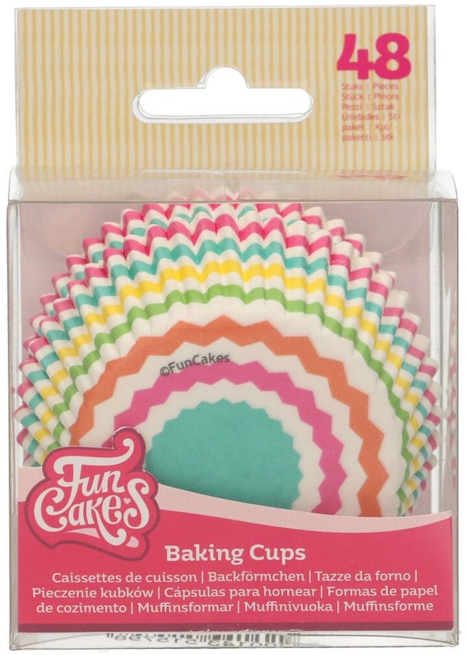 FunCakes Baking Cups - Kleurrijk Chevron - 48 Stuks - Cupcake Vormpjes Papier
