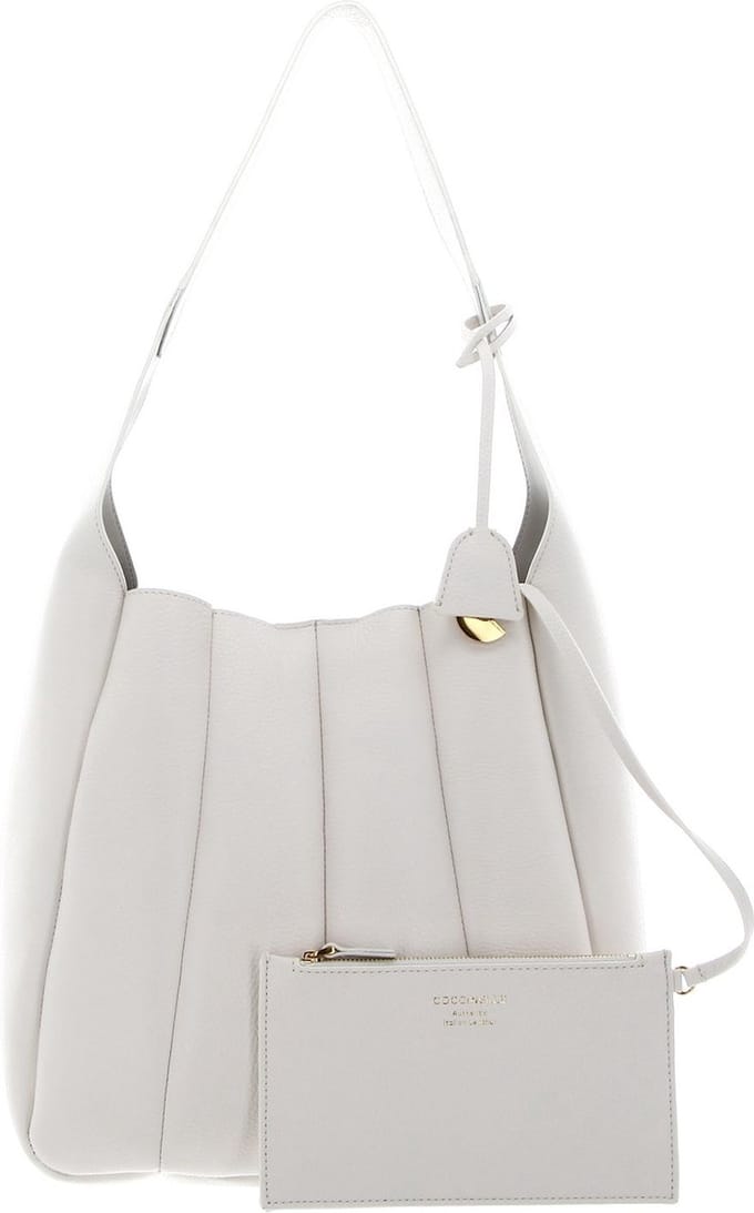 COCCINELLE Leren Schoudertas Bundie Handbag Grained Leather Coconut Milk Crème