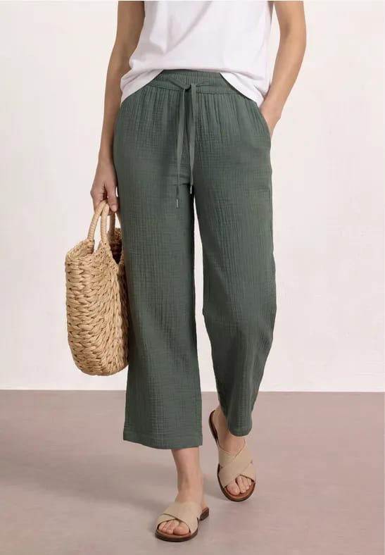7/8 Wide Legs mousseline broek in Loose Fit