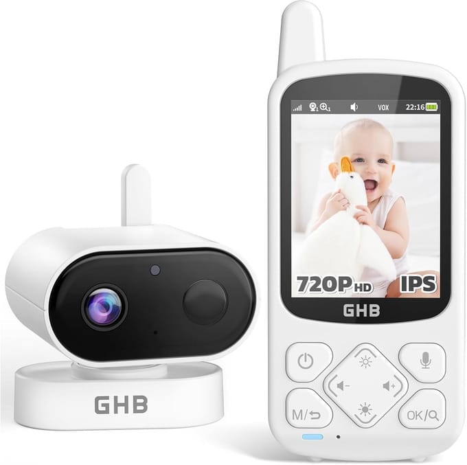 Babyfoon met camera - Kindermonitor - Babybewaking - Veilig draadloos systeem - 520 gram