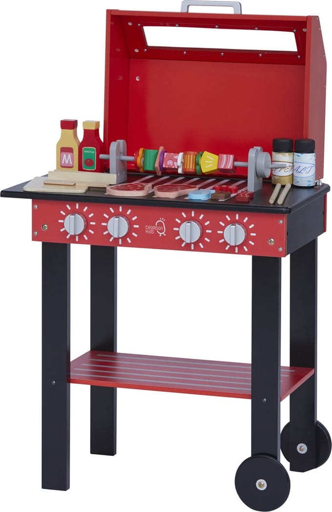 Teamson Kids Barbecue - Omvat 25 Accessoires - Kinderspeelgoed - Rollenspel Speelgoed - Rood
