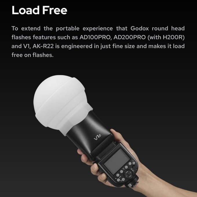 Godox AK-R22 Opvouwbare siliconen fotografiediffuserkoepel voor V1-serie flitsers AD100PRO AD200PRO wit