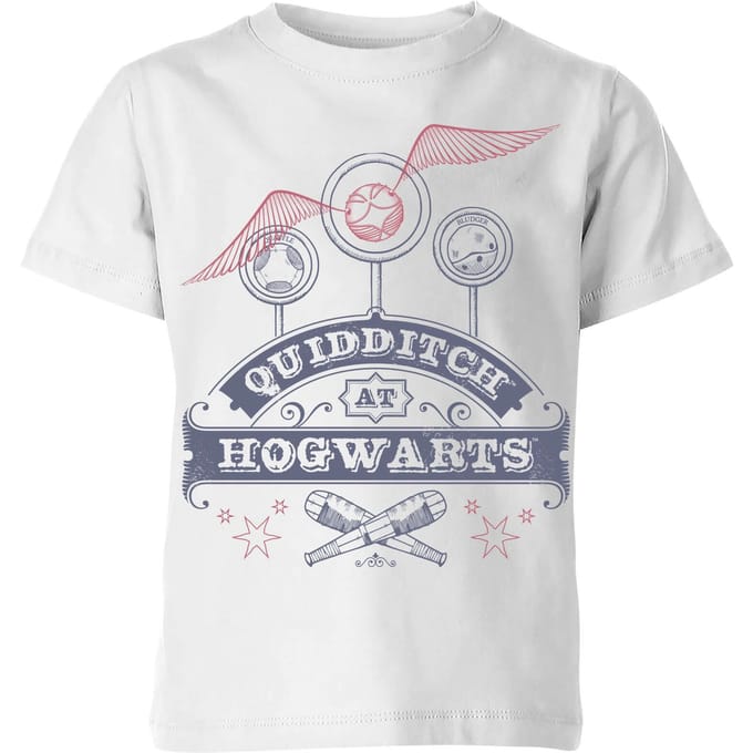 Harry Potter Quidditch at Hogwarts Kinder T-shirt - Wit - 122/128 (7-8 jaar)
