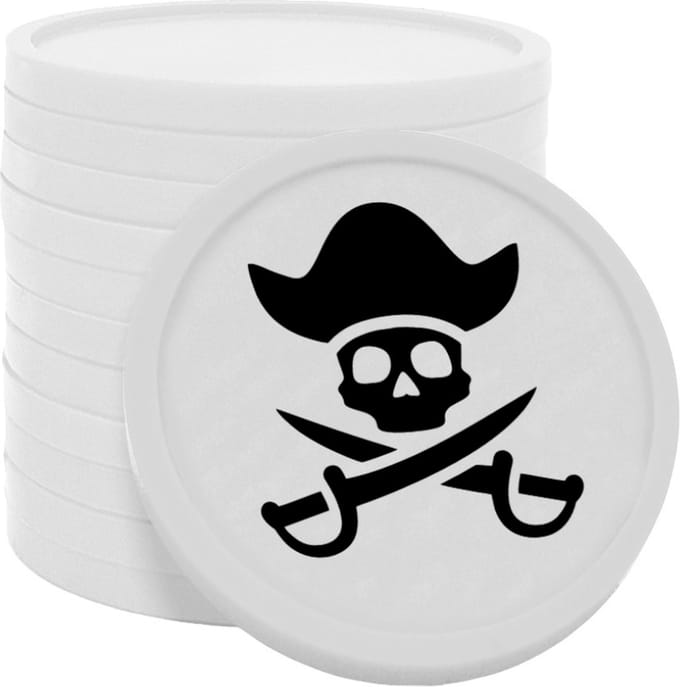 CombiCraft piratenmunt Ø29mm wit enkelzijdig bedrukt - 100 stuks
