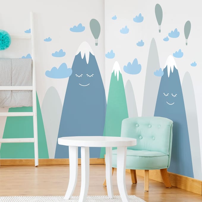 Kinderstickers van de Scandinavische bergen, ontwerp van Asuka, 100 x 150 cm