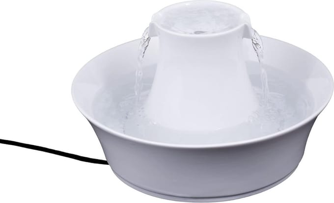DD Drinkfontein Kat Keramiek - Waterfontein Kat - Kattenfontein - 27x27x23cm - Wit