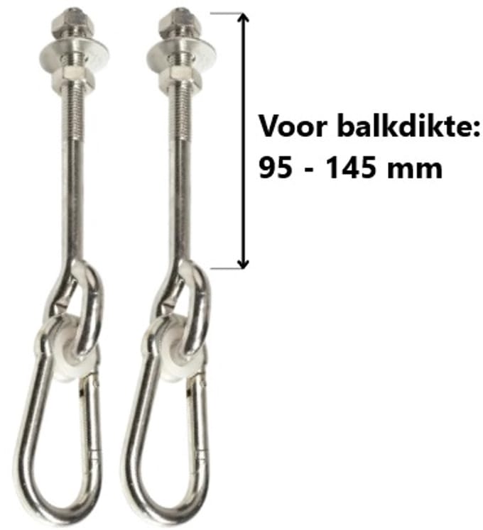 2 Stuks Schommelhaken met Karabijnhaak M12 160mm
