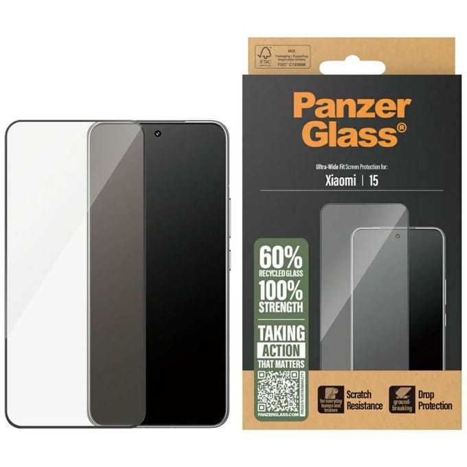 PanzerGlass Ultra-Wide Fit Anti-Bacterial Screenprotector voor de Xiaomi 15
