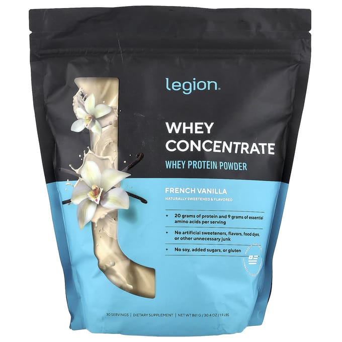 Legion Athletics, Wei Concentraat, Wei Eiwitpoeder, Franse Vanille, 861g (1,9 pond)