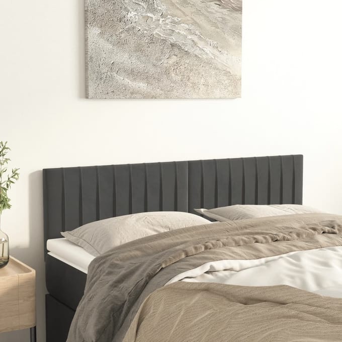 vidaXL - Hoofdborden - 144x5x78/88 - cm - fluweel - donkergrijs