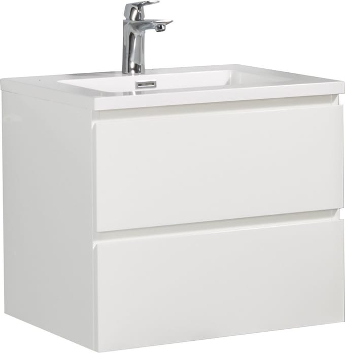 Badplaats Badkamermeubel Set Angela 60 cm – Wit Hoogglans – Badmeubel met Wastafel