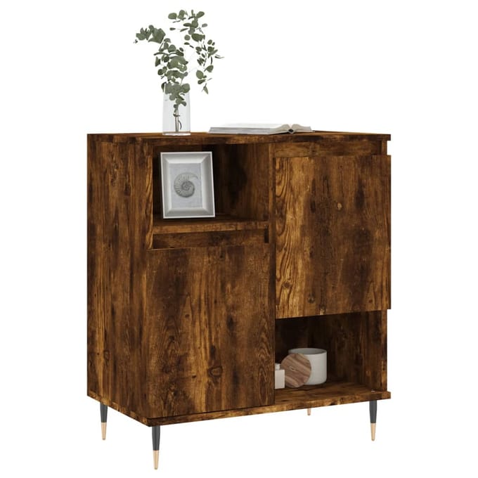 vidaXL - Dressoir - 60x35x70 - cm - bewerkt - hout - gerookt - eikenkleurig
