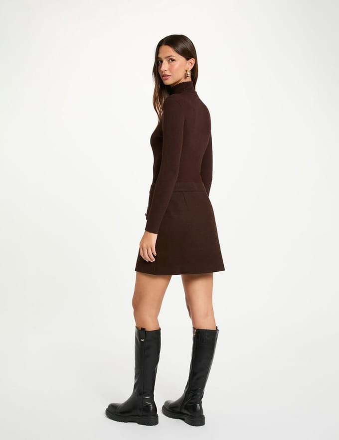 Morgan - fitted mini dress 242-Regoya dark brown - Maat : 42