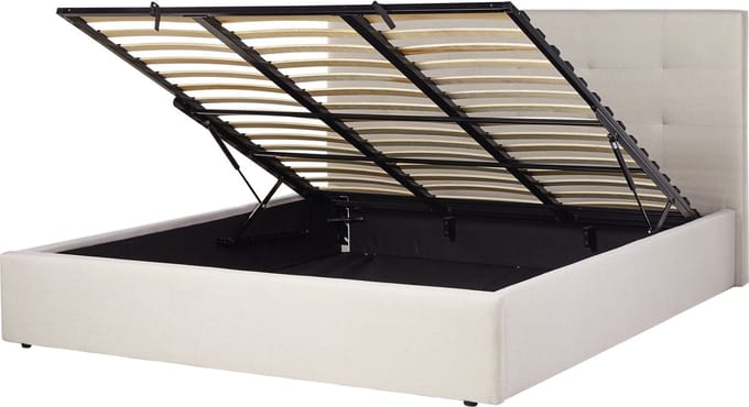 LORIENT - Bed met opbergruimte - Beige - 180 x 200 cm - Polyester