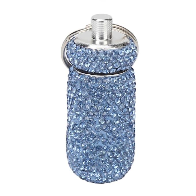 Lichtblauwe Strass Medicijnfles Container Aluminiumlegering Draagbare Capsules Opbergkoffer Doos gray
