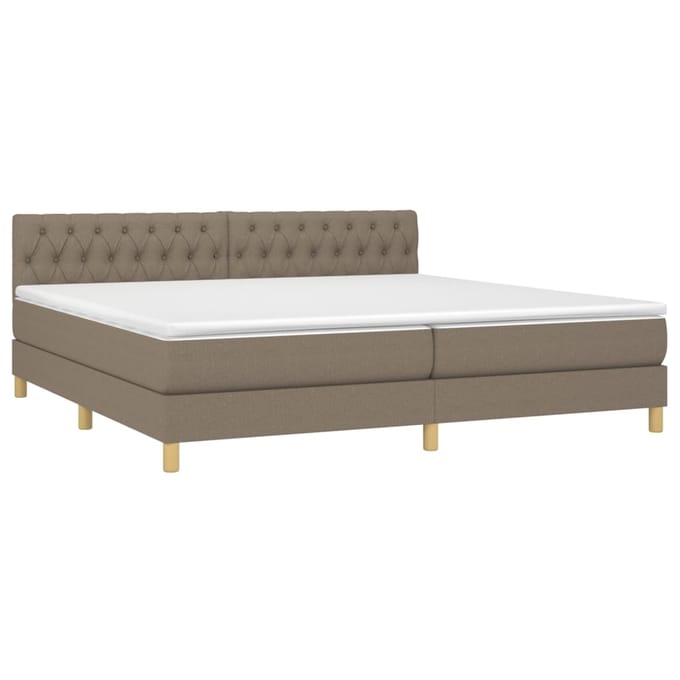 vidaXL - Boxspring - met - matras - en - LED - stof - taupe - 200x200 - cm