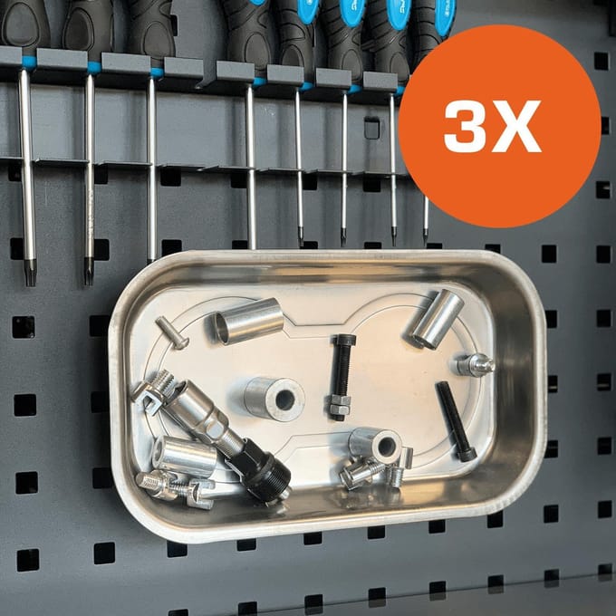Datona® RVS magneetschaal rechthoekig - 3 stuks - RVS