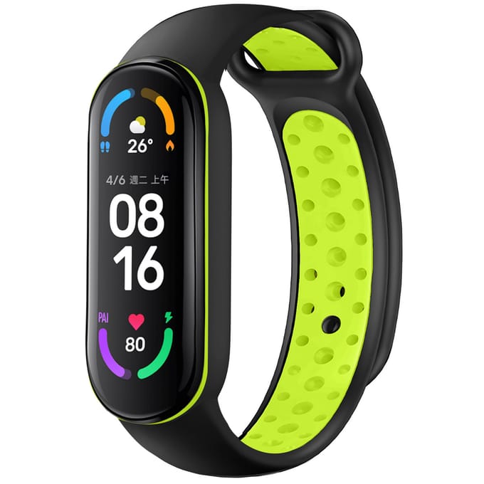 imoshion Siliconen sport bandje voor de Xiaomi Mi Band 5 / 6 - Black & Lime