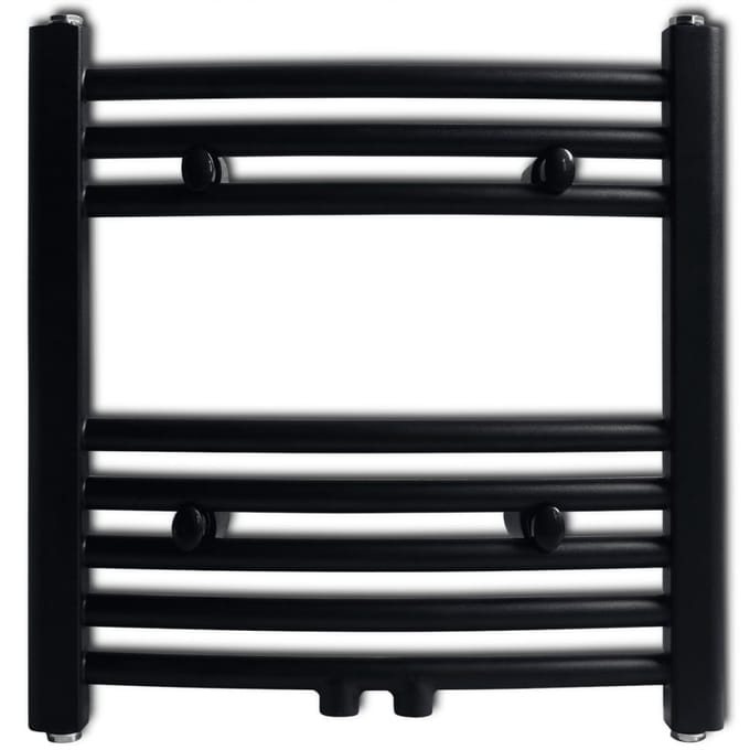 Radiateur Porte-serviettes Eau Chaude Courbé Noir 480 x 480 mm