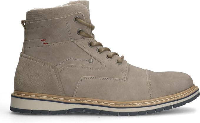 Manfield - Heren - Taupe nubuck veterboots - Maat 44