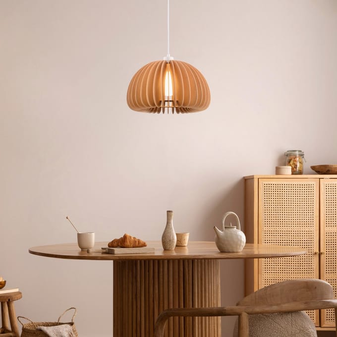 LumenXL Ronde houten hanglamp Ikoma