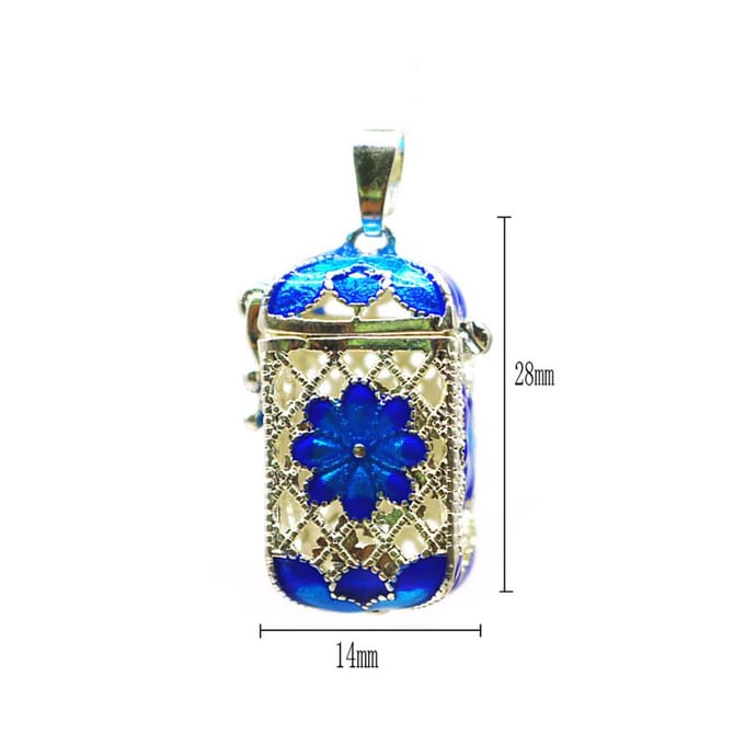 Aromatherapie koperen medaillon etherische olie aroma parfum hanger rechthoek as described blue