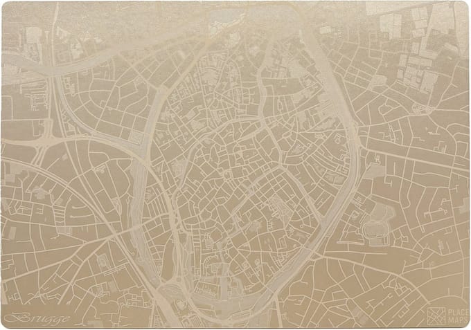 Place Maps Placemat Stadskaart Madrid - Kunstleer - Champagne - 1 Stuk