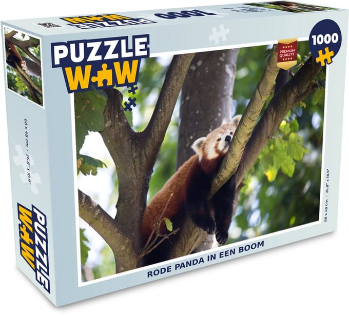 Puzzel Panda - Rood - Hout - Legpuzzel - Puzzel 1000 stukjes volwassenen