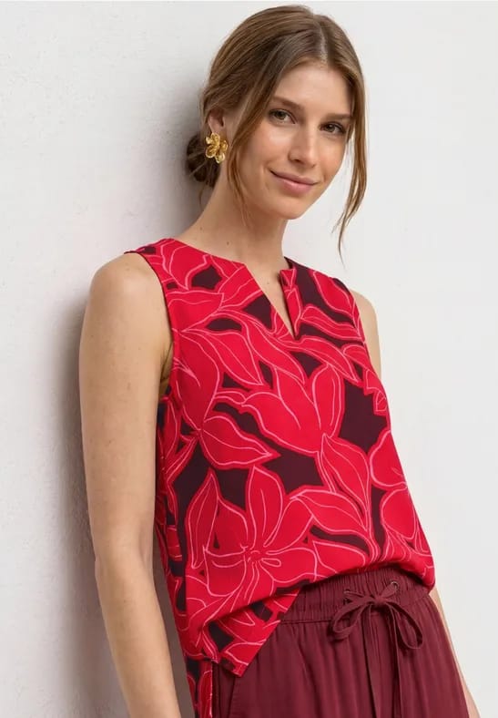 Top met structuurmix en print