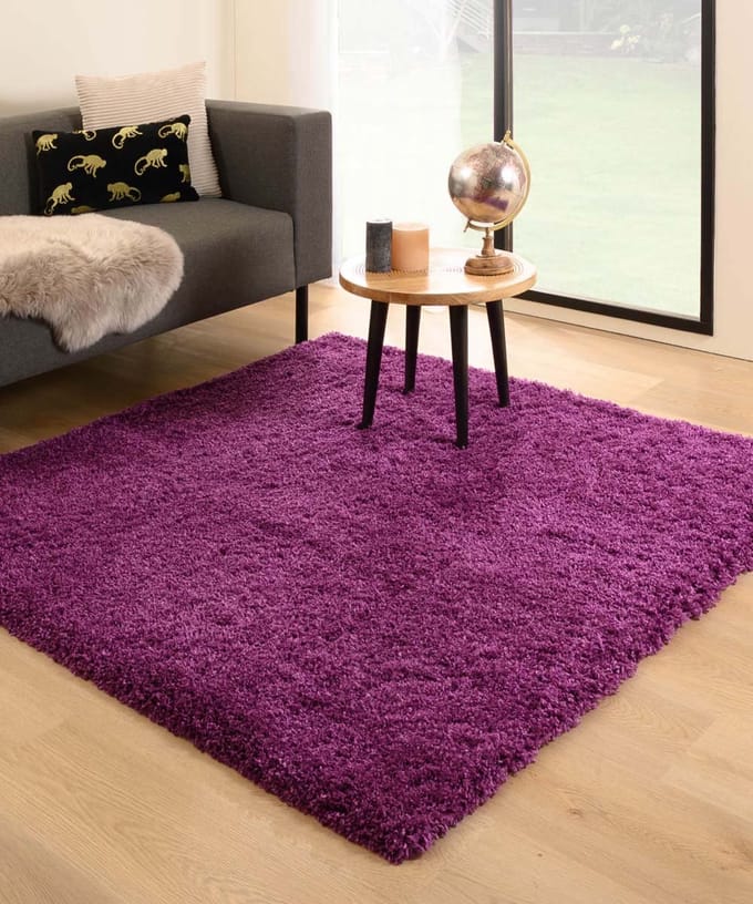 Vierkant hoogpolig vloerkleed - Cozy Shaggy paars 140x140