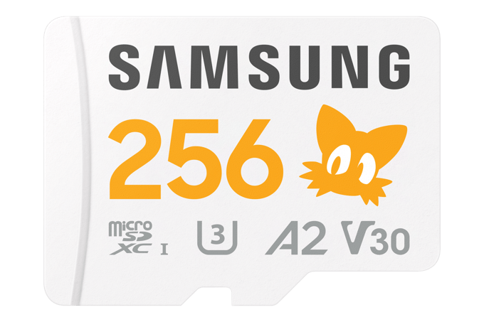 Samsung Sonic Edition - Tails microSDXC-kaart Retail 256 GB A2 Application Performance Class, v30 Video Speed Class, UHS-I U3 Speciale editie “Sonic
