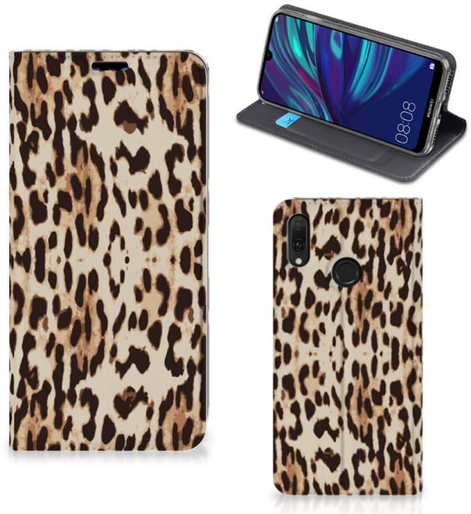Book Case voor Huawei Y7 hoesje Y7 Pro (2019) Hoesje maken Leopard