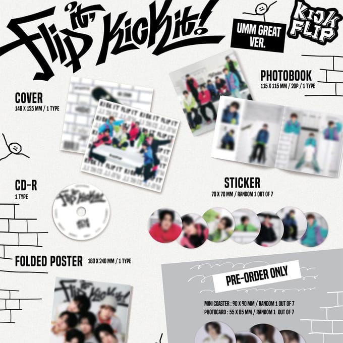 Selecteer POB Digipack Ver Umm Great Ver KickFlip 1e Mini Album Flip it Kick it No POB Ver white