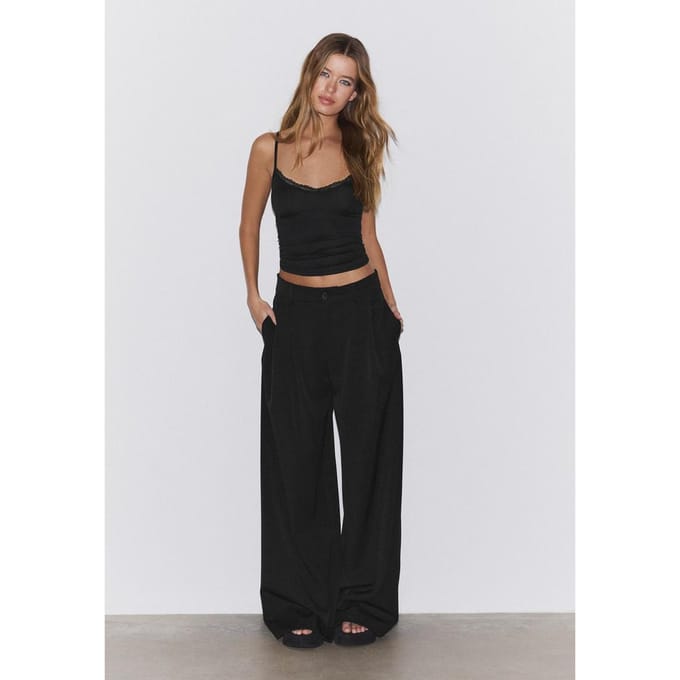 Stradivarius Top met bandjes en kant  Zwart S