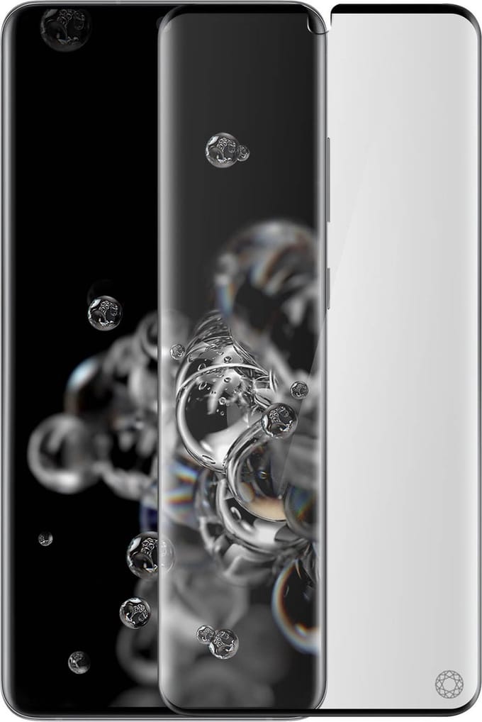 Force Case, Screenprotector geschikt voor Samsung Galaxy S20 Ultra - Oleophobic 3D, Transparant zwart