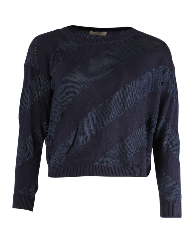 Sandro gestreepte trui in marineblauw polyester