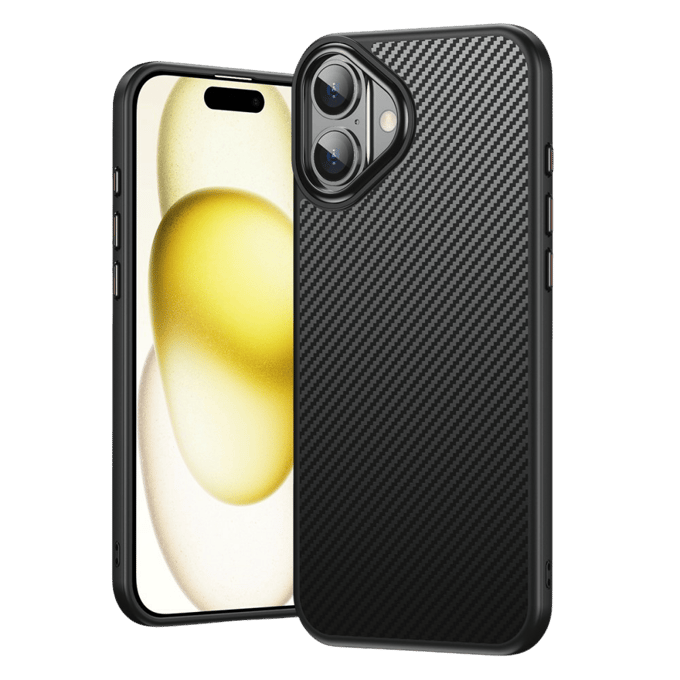 Mocaa iPhone 16 Slim Carbon Pantser MagSafe Case Zwart