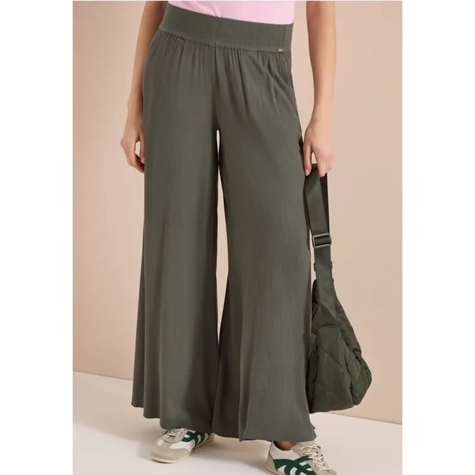 Wide Legs broek met crêpe structuur