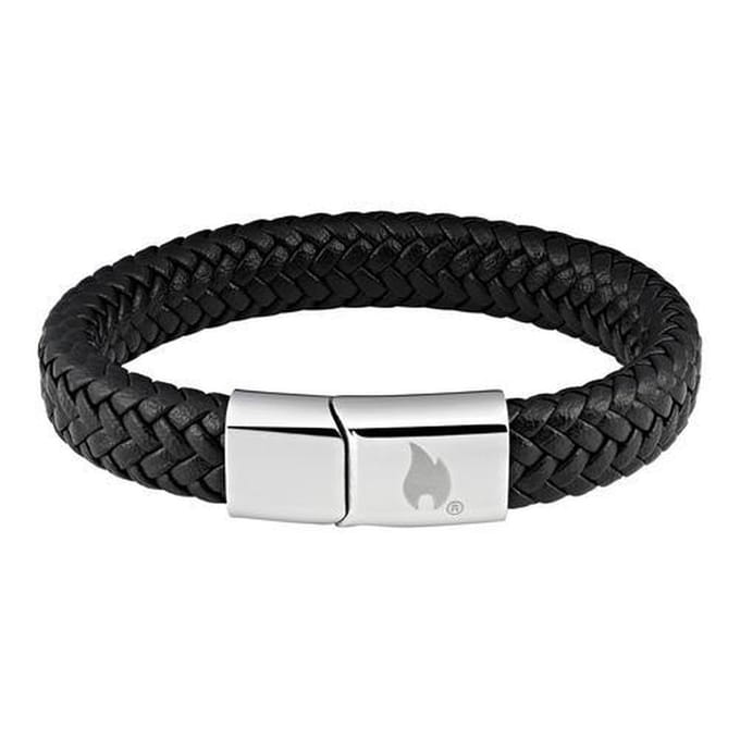 Zippo gevlochten zwart lederen armband - 20 cm