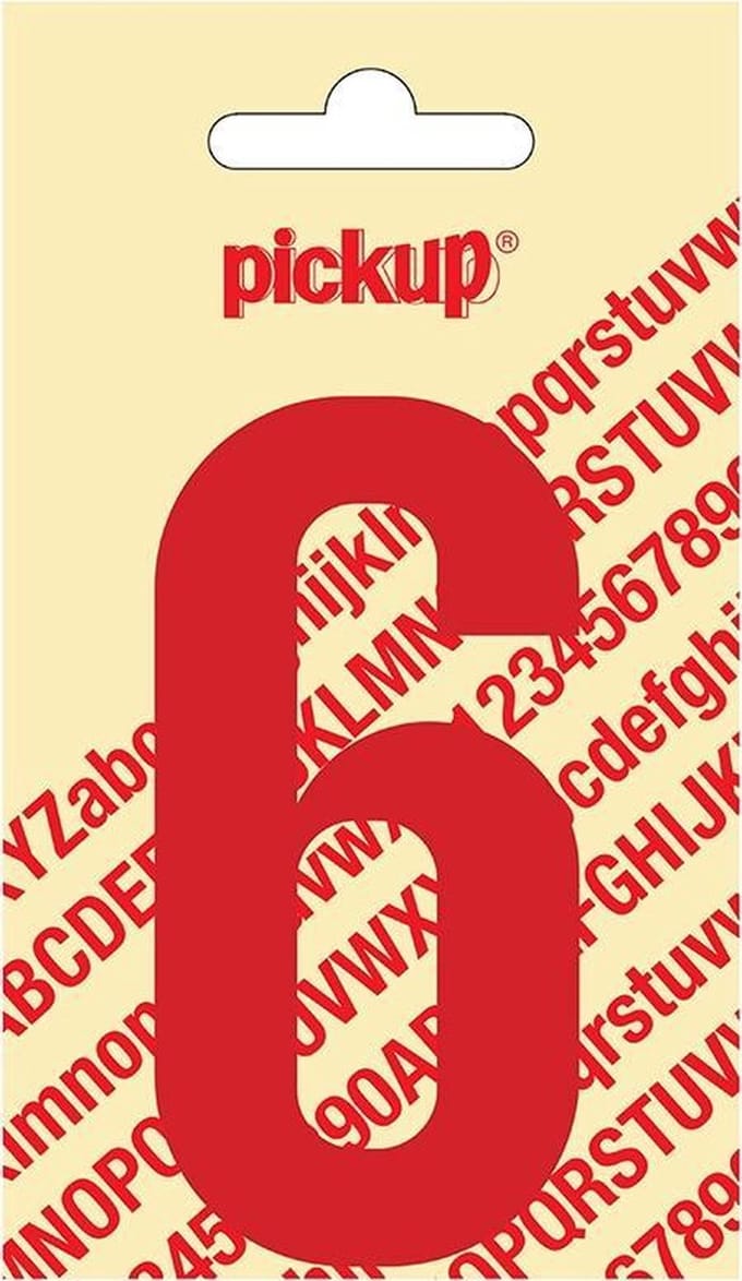 Pickup plakcijfer Nobel 90 mm rood 6 - 310220906