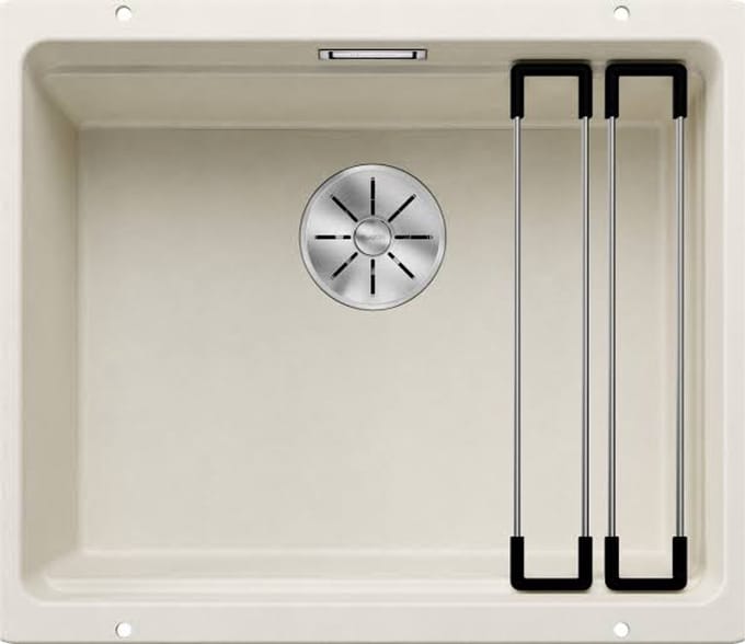 Silgranit spoelbak, 530x460 mm, met toebehoren, InFino, zacht wit