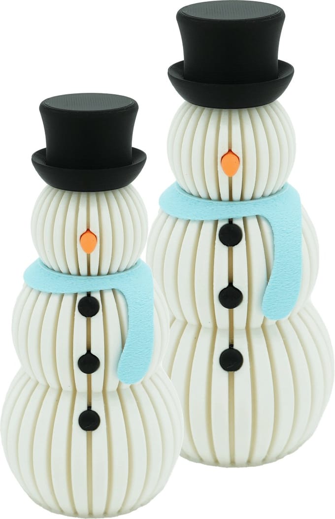 Sneeuwpop set beeld – Decoratief object – IJsblauw – 3d geprinte object – Winter woondecoratie – 14CM & 20CM