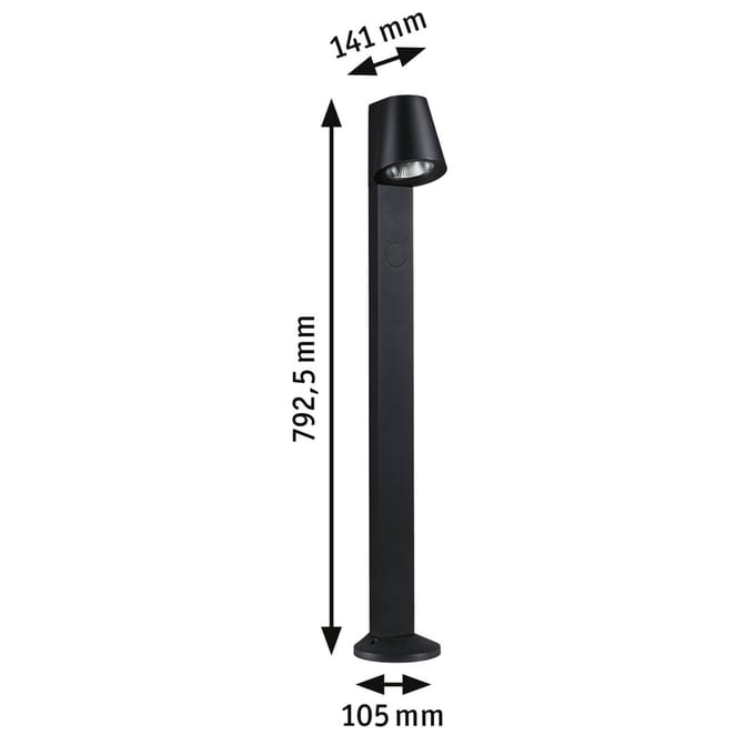 LED-bolderlamp Caissa Schemergestuurde bewegingsmelder (HF) IP44 793 mm 3000K 9W 700lm 230V 65° Antraciet Aluminium