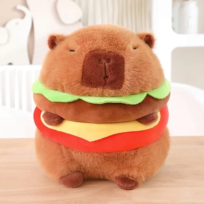Capybara Hamburger Pluche Knuffel 23 cm – Capibara