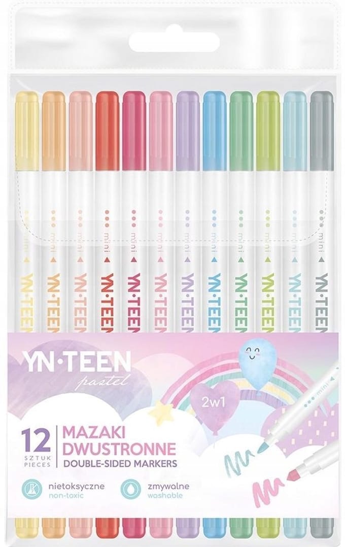 Dubbelzijdige Pastel Markers, 12 Kleuren